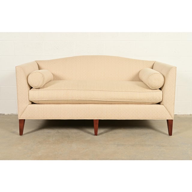 Barbara Barry for Baker Furniture Modern Regency Upholstered Camelback Sofa For Sale - Image 12 of 12