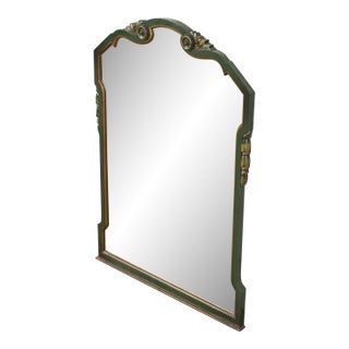 Stickley Brothers Antique Early American Country Cottage Green Lacquered Wall Mirror, Circa 1920s For Sale