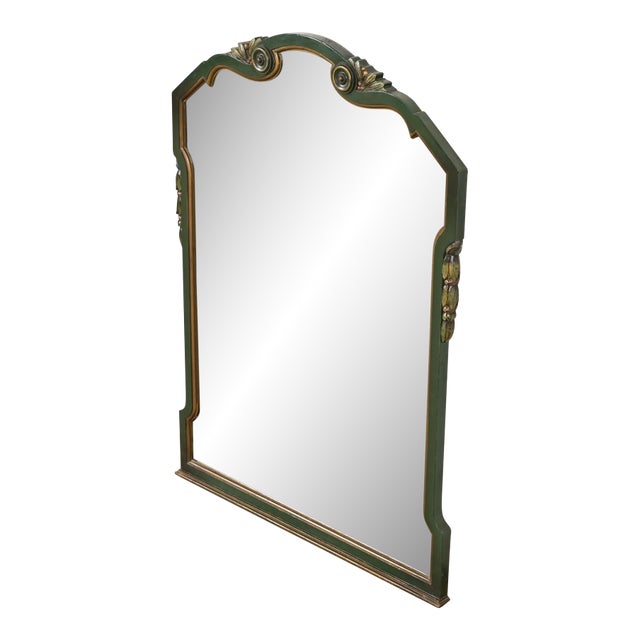 Stickley Brothers Antique Early American Country Cottage Green Lacquered Wall Mirror, Circa 1920s For Sale