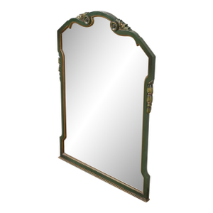 Stickley Brothers Antique Early American Country Cottage Green Lacquered Wall Mirror, Circa 1920s