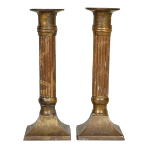 Traditional Brass Candlestick Holders - a Pair