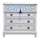 Antique 19th C. Painted Pine Dresser Chest of Drawers With Greek Key Motif For Sale