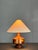 Red Mid-Century English Teak Table Lamp with Geometric Wood Inlay, 1955 For Sale - Image 8 of 13