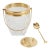 Mid 20th Century Belgian Val Saint Lambert Cut Crystal Ice Bucket With Gilded Spoon & Ice Disc - Rare 3 Piece Bar Set For Sale