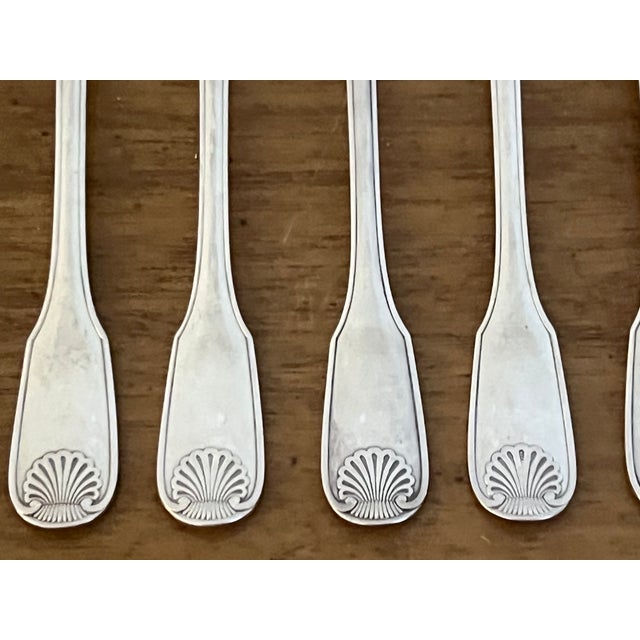 1980s Christofle Silver Plated Vendome Pattern Flatware Dessert Set of 8 For Sale - Image 5 of 15