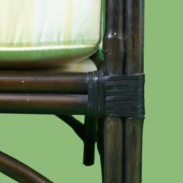 Pair of Faux Bamboo Brown Lounge Chairs For Sale - Image 4 of 6