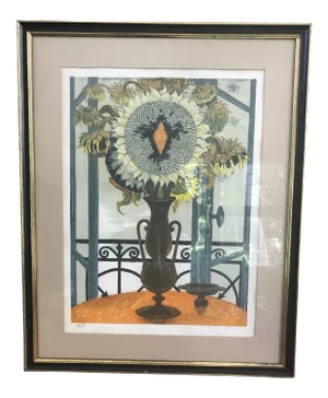 1960s Vintage Jean Pierre Alaux Limited Edition Sunflower Lithograph Print
