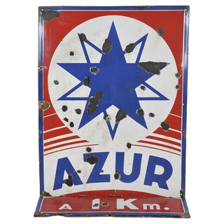 Vintage Azure Enameled Plate For Sale