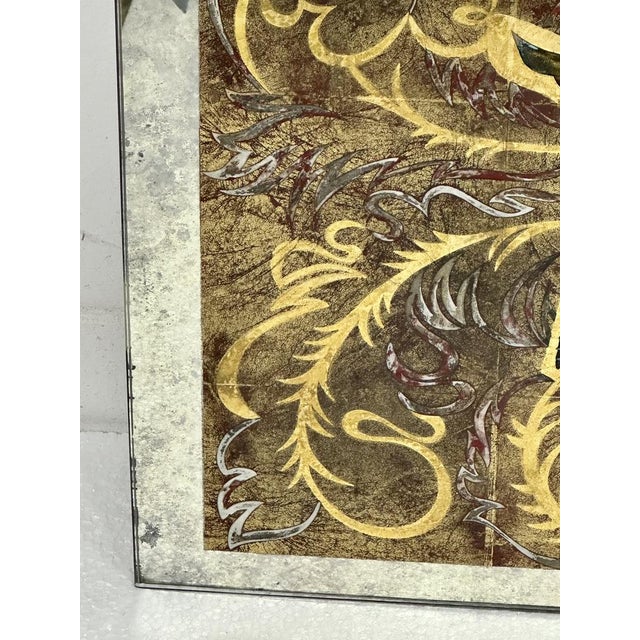 Glass of Glass Mirror Eglomized Birds of Paradise, 1950s For Sale - Image 6 of 14