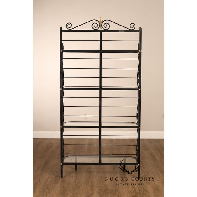 Morecraft French Country Style Wrought Iron And Glass Étagère For Sale - Image 10 of 18