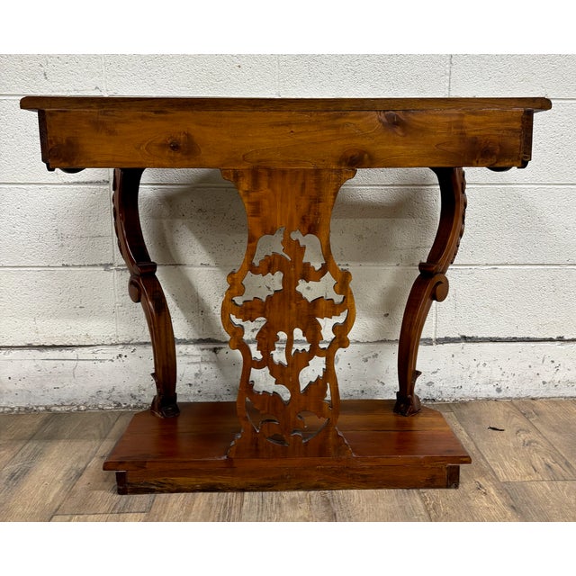 Vintage Carved Mahogany Serpentine Console Table Hall Table Entryway Table For Sale - Image 10 of 10
