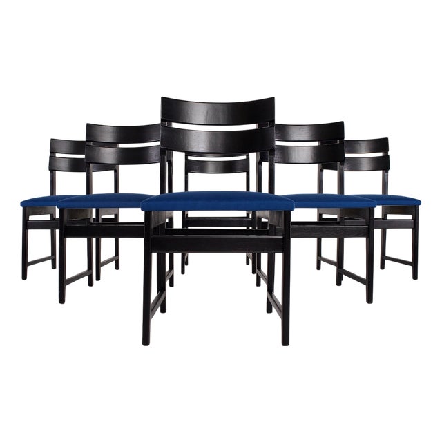 Brutalist Black Chairs, 1970s, Set of 6 For Sale