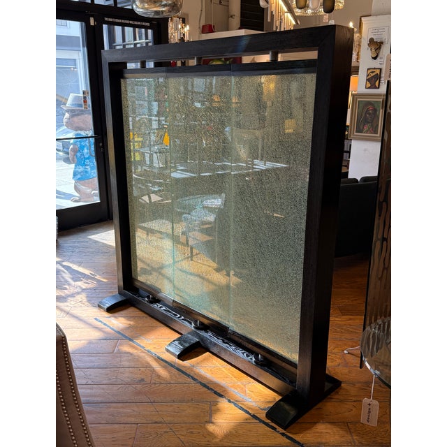 Diamond Sofa Paneled Glass + Wood Room Divider For Sale - Image 9 of 12