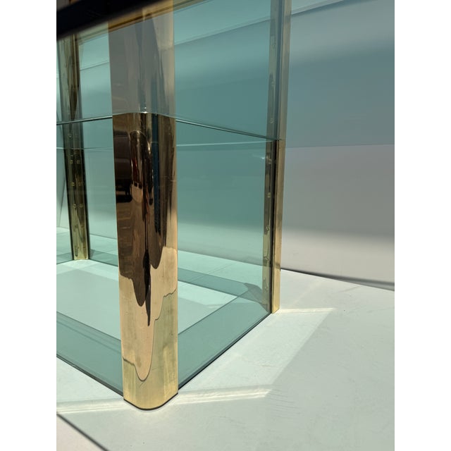 1970s Leon Rosen for Pace Collection Glass and Brass Coffee Table For Sale - Image 10 of 12