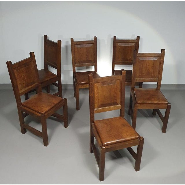 Mid-Century Brutalist Oak Chairs, Set of 6 For Sale - Image 4 of 18