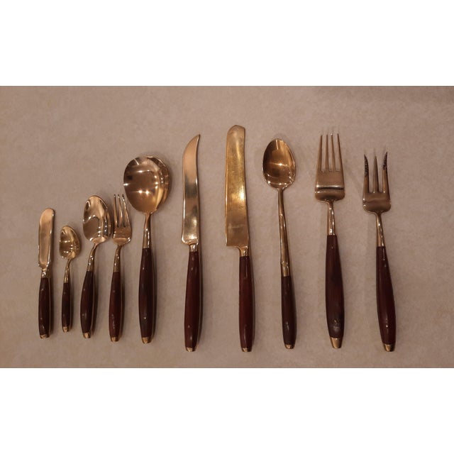 1970s Bangkok Thailand Bronze Silverware Flatware Set 136 Pieces