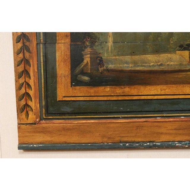 A French hand-painted wall plaque. This vintage wall decoration from France is a rectangular-shaped wood plaque which...