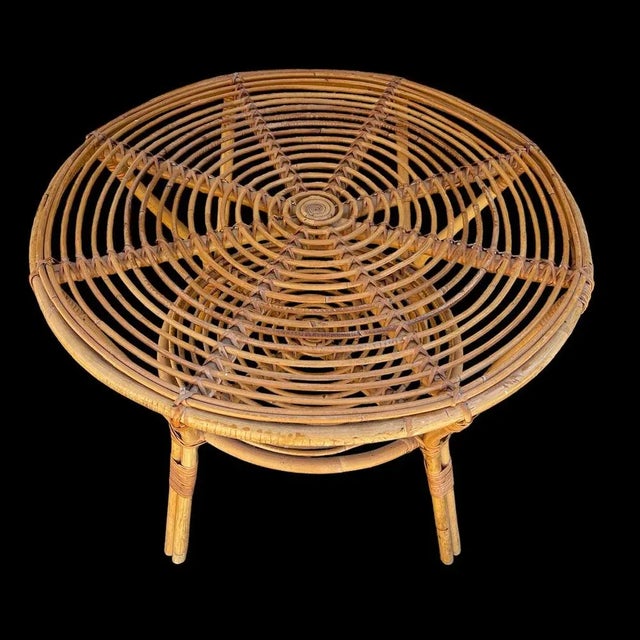 Rattan Round Table, 1960s For Sale - Image 6 of 9