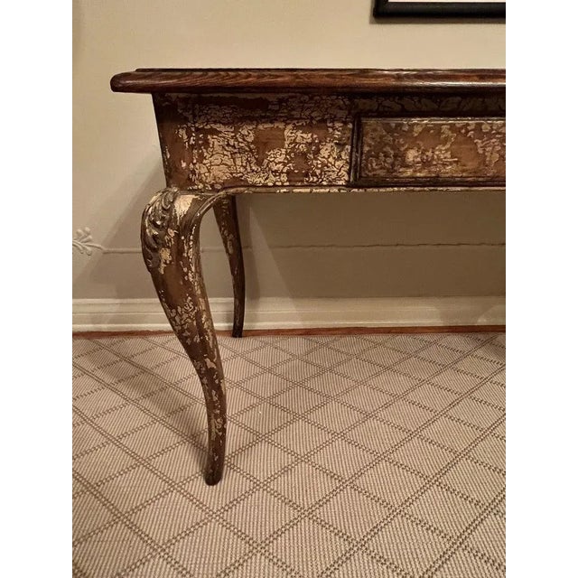 Louis XV Style Patinated Console or Sofa Table Parquet Herringbone Top For Sale - Image 9 of 11