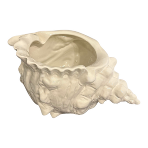 Vintage Large White Conch Seashell Planter
