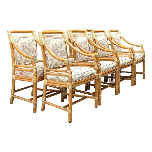 Vintage McGuire Target Back Dining Chairs - Set of 8 For Sale