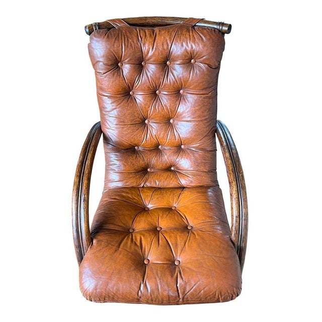 Vintage Bamboo and Leather Chair, 1970s For Sale - Image 14 of 17