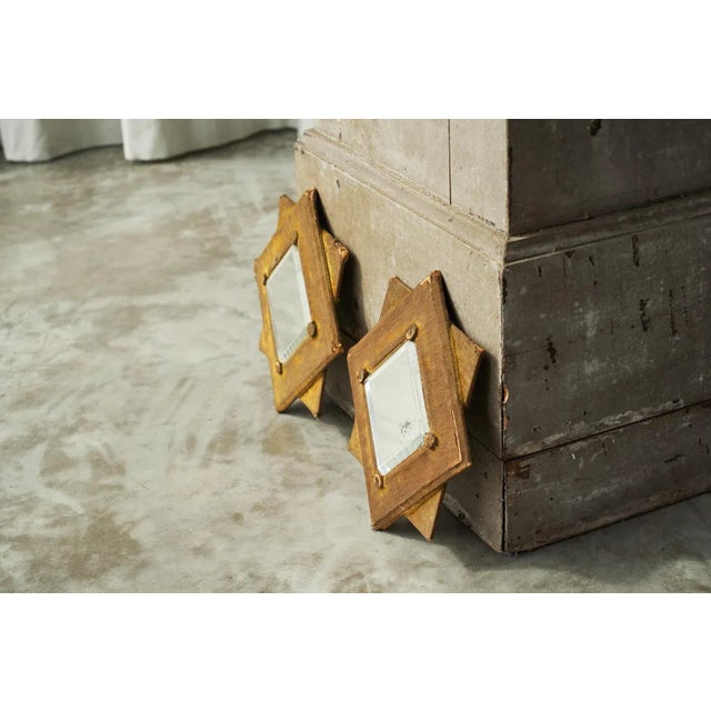 Star Shaped Wall Mirrors in Faded Velvet, Late 19th Century, Set of 2 For Sale - Image 5 of 11