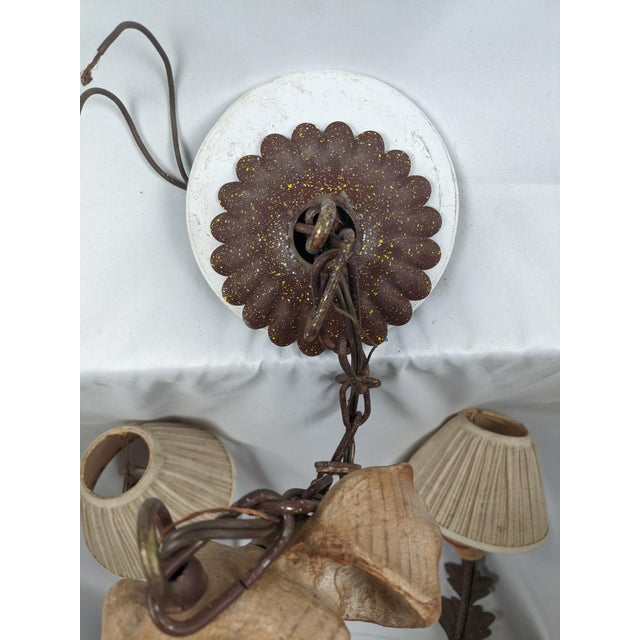 Vintage Italianate Polychrome Carved Wood Fruit & Iron 6-Light Chandelier For Sale - Image 11 of 15