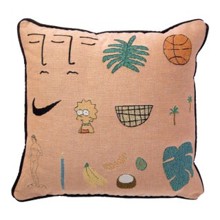 Whimsical Woven Decorative Pillow For Sale