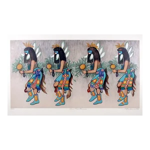 1980s "Zuni Rain Dancers" Lithograph by Alice Asmar