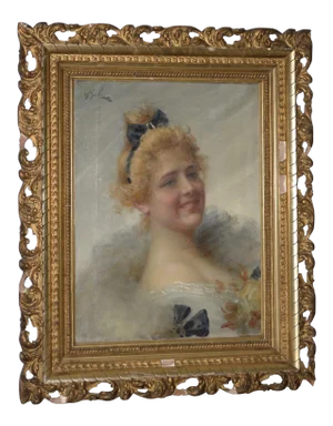 Adriano Goby 19th Century Oil Portrait of a Young Lady Circa 1890s