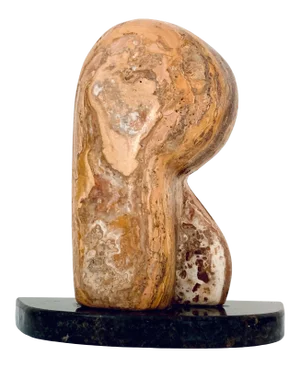 Mid-Century Modern Abstract Travertine Sculpture on Granite Base
