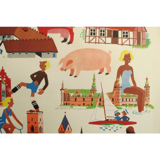 Mid-Century Modern 1953 Original Danish Travel Poster, Dinamarca (Denmark) For Sale - Image 3 of 6