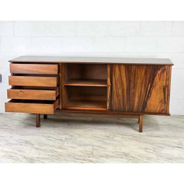 Wood 1950s Danish Modern Credenza in the Manner of Gunni Omann For Sale - Image 7 of 12
