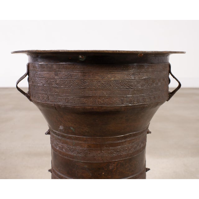Southeast Asian Patinated Bronze Rain Drum or Drinks Table For Sale In Sacramento - Image 6 of 16