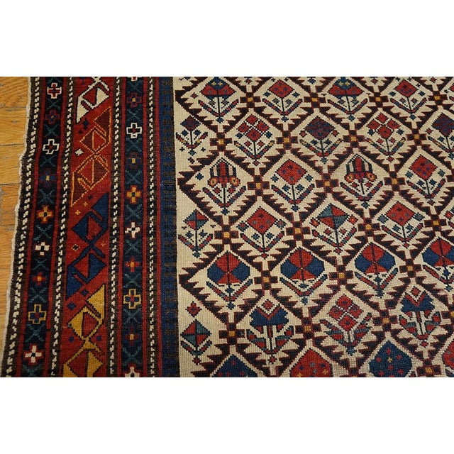 Traditional 1890s Ivory Diamond Antique Caucasian Shirvan Prayer Rug 4' X 4'8" Knotted Wool Carpet For Sale - Image 3 of 5
