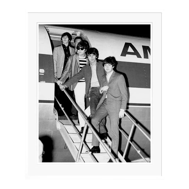 The Beatles Arriving Archival Pigment Print White Framed For Sale