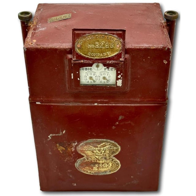 From the Early Days of Home Lighting ( Pre Electricity Era ) this is a Very Rare Natural Gas Meter. As the Embossed Brass...