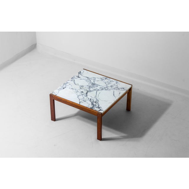 1960s Vintage Coffee Table in Teak and Marble by Alfred Hendrickx for Belform, 1960s For Sale - Image 5 of 8