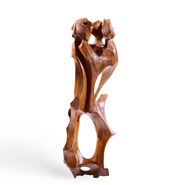 Luis Potosi Ecuadorian Modernist Abstract Carved Wood Sculpture For Sale - Image 4 of 10