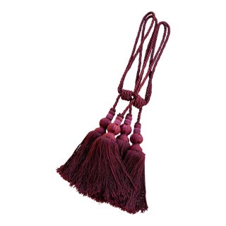 Large Vintage Burgundy Tassels- Pair For Sale