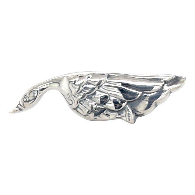 1990s Tiffany & Co Goose Brooch Sterling Silver Estate For Sale