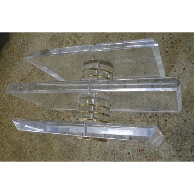 Metal Vintage Lucite and Brass Bolt Coffee Table For Sale - Image 7 of 12