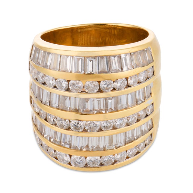 Contemporary Vintage 3.20 Carat Diamond 18k Yellow Gold Cocktail Ring, Size 7.5 For Sale - Image 3 of 5