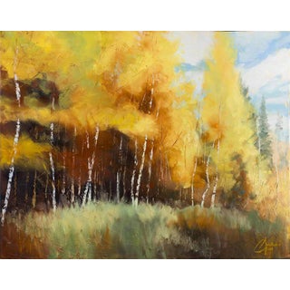 Aspen Autumn II by Christopher Clark | Oil on canvas Autumn landscape with aspen trees. For Sale
