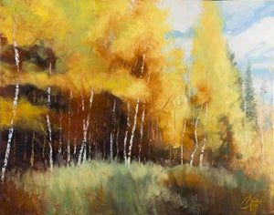 Aspen Autumn II by Christopher Clark | Oil on canvas Autumn landscape with aspen trees.