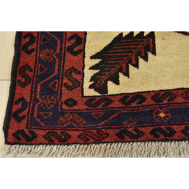 Zanjan Rug 3'6'' X 5'1'' Ivory Wool Vintage Tribal Hand-Knotted Oriental Carpet For Sale - Image 10 of 13