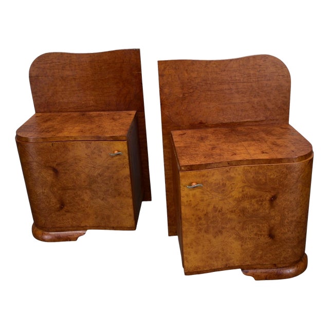 Art Deco Bedside Tables, Former Czechoslovakia, 1930s, Set of 2 For Sale