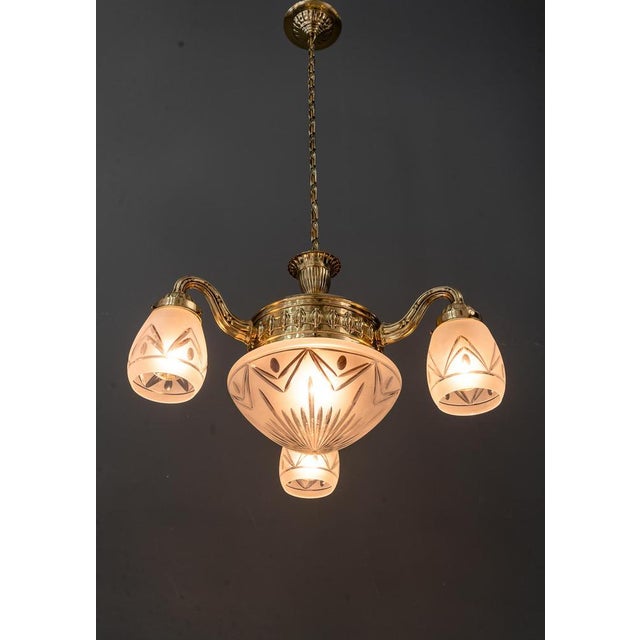 Late 19th Century Chandelier with Cut Glass Shades, Vienna, Austria, 1890s For Sale - Image 5 of 18