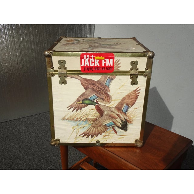 Vintage 16" High Mid Century Modern Storage Box ~ Record Holder Box W Duck Birds For Sale - Image 4 of 12